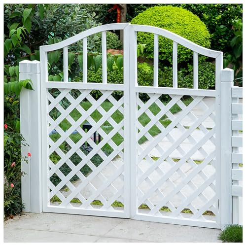 Puertas De Jardín Para Exteriores, Puerta De Madera Maciza Cercas, Puertas Divisorias Para Patios, Jardines, Terrazas, Entradas Y Huertos, Tamaño Personalizable.(Blanco,162x120 cm)