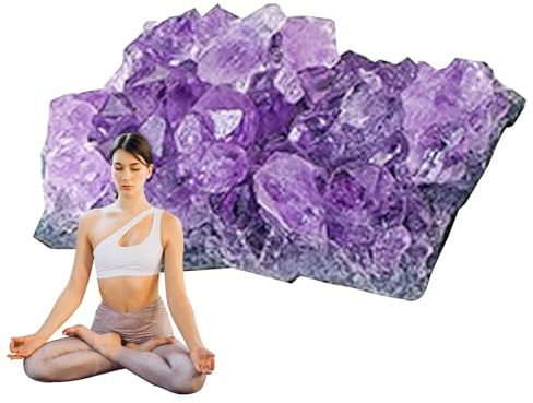 Grappolo di ametista, pietre viola grezze, frammento di geode naturale con | punti minerali scintillanti, campione viola intenso, ideale per la decorazione domestica di meditazione e yoga