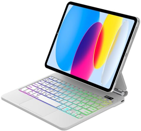 Magic Keyboard para iPad A16 11e Gén 2025/10e Gén 2022, soporte flotante y teclado táctil multitáctil de precisión, AZERTY francés teclado con retroiluminación para iPad de 10,9/11 pulgadas, blanco