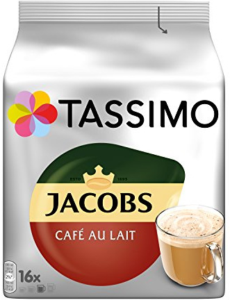 Tassimo Jacobs Café au Lait, 16 Coffee Capsules for 16 Drinks