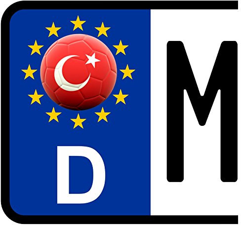 3 x Kennzeichen-Aufkleber Ball TÜRKEI Flagge KFZ Motorrad FanShirts4u TÜRKIYE