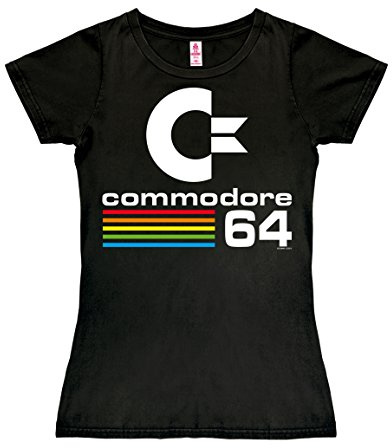 Logoshirt® Commodore 64 Logo T-Shirt Damen | Offiziell lizenziertes C64-Merch, klassisches Commodore-Logo mit Regenbogenstreifen, 100% Baumwolle, hochwertiger Frontprint