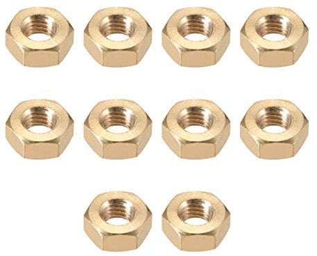 sourcing map Hex Nuts, M8x1.25mm Metric Coarse Thread Hexagon Nut, Brass, Pack of 10