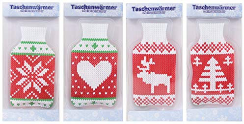 4 Stück Taschenwärmer Handwärmer in Verschiedenen Motiven im Design Pinguin, Wintermotive, Lebkuchenmännchen, Wärmflaschen, Einhörner, Schneemänner, Igel, Herzen, Weihanchtsmotive (Wärmflaschen)