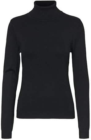 VERO MODA Damen VMGLORY LS Rollneck Blouse NOOS Pullover, Schwarz, S
