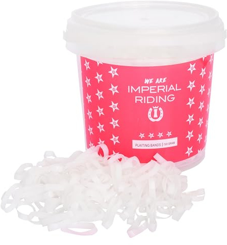 Imperial Riding Einflechtgummis IRH Profi-Box 150 g, Gummibänder zum Flechten der Pferdemähne in Aufbewahrungsbox, Weiß, 1SIZE