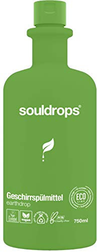 Souldrops earthdrop flüssig Organische Geschirrspülmittel 750ml | Umweltfreundlich, Vegan, Pflanzenbasiert, Nachhaltiges, ohne Tierversuche