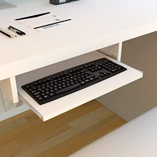 Henor Keyboard Holder Removable Tray Wood 55 x 31 x 11 cm Under Desk Under Table White