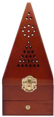 Holz Weihrauchbrenner Pyramide Vintage Räuchergefäß Aromatherapie Wachs Schmelzen Öl Diffusor Weihrauchbehälter Weihrauch Halter Brenner für Yoga Spa Zuhause Büro Tischdeko