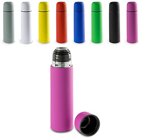 ANTEVIA - Thermos Bouteille Isotherme 500ml incassable finition caoutchoutée violet | Double paroi | PLUS DE 10 MODÈLES |Matière: Acier inoxydable | Chaud Froid (Hosban violet)