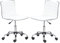 BTEXPERT Designer-Arbeitsstuhl, drehbar, Leder, weiche Polsterung, mittlere Rückenlehne, armlos, gerippt, Weiß, 2 Stück