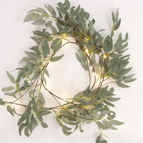 Rocking Gifts Dekorative Girlande, Efeu, Kunstblätter, grün, LED-Lichter, Batterien AA 150 cm