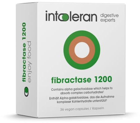 Intoleran Fibractase Forte Digestive Enzymes - 36 Capsules | Dietary Supplement for Fructan & Galactan Intolerance, Helps Digest Carbs from Cereals, Legumes, Onions & Garlic