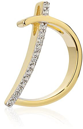 NKlaus Buchstabe D Kettenanhänger 333 gelb Gold Bicolor 18x11mm mit Zirkonia Alphabet 8861
