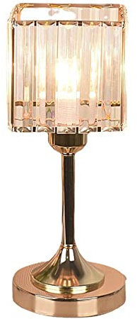 Mengjay Kristall Tischlampe, Schlafzimmer Kristall Nachttischlampe, postmodernes Licht, kreativer Luxus Schreibtischlampe, einfache, moderne E27 Lampenfassung, Schlafzimmer, Wohnzimmer (Quadrat)
