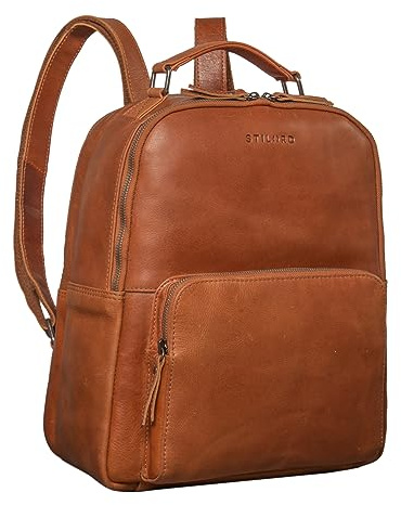 STILORD Cassidy Laptop Rucksack Leder Vintage für 13,3 Zoll Notebooks Business Backpack Groß Reisetasche Daypack aus echtem Leder Farbe:Toretto - Dunkelbraun