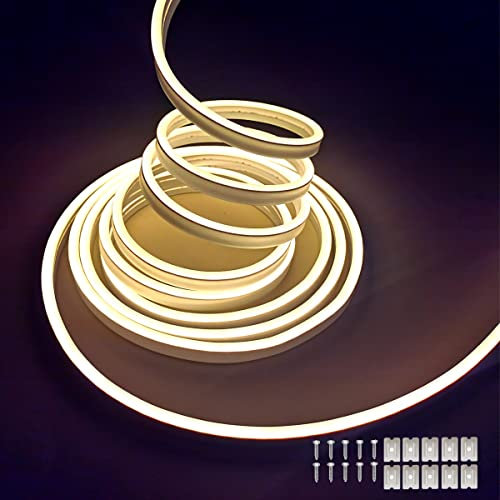 Balabaxer Warmweiß Neon-LED-Streifenlichter, 16,4 Fuß/5 m 16,4 Fuß/5 m 12 V DC 600 SMD2835 LEDs Wasserdichtes Lichtschlauch für Indoor Outdoor Home Decoration (ohne Antrieb)
