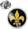 Badgmania Pin's Argenté 20mm Fleur de Lys Royale Roi de France Royauté - Or sur Fond Noir Logo 18mm Pins Bouton Epinglette