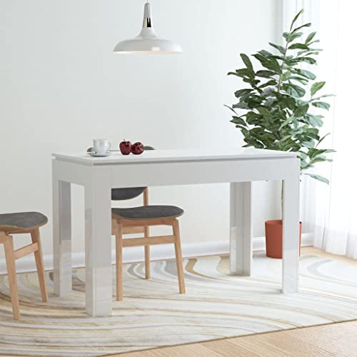 homiuse Mesa de Comedor de aglomerado Blanco Brillante Mesa Camilla Actual Mesa Comedor Mesas De Comedor Mesas Altas De Cocina Mesasdecomedor Mesas De Salon Mesas Comedor Salon 120x60x76 cm