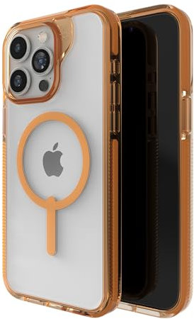 ZAGG Santa Cruz Snap iPhone 15 Pro Max Hülle - MagSafe-Handyhülle, Fallschutz (4 m), strapazierfähiges Graphen, Anti-Vergilbung und Kratzfeste Handyhülle, Orange