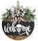 Sharplace Willkommen Halloween Kränze Halloween Türschild Wandbehang Schild Halloween Totenkopf Dekor Willkommensschild für Halloween Herbst
