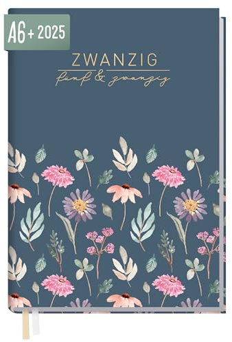 Häfft® Chäff-Timer Mini 2025 A6+ “Flying Flowers” 1 Woche 2 Seiten - Terminplaner, Wochenkalender, Organizer, Terminkalender mit Wochenplaner - nachhaltig & klimafreundlich