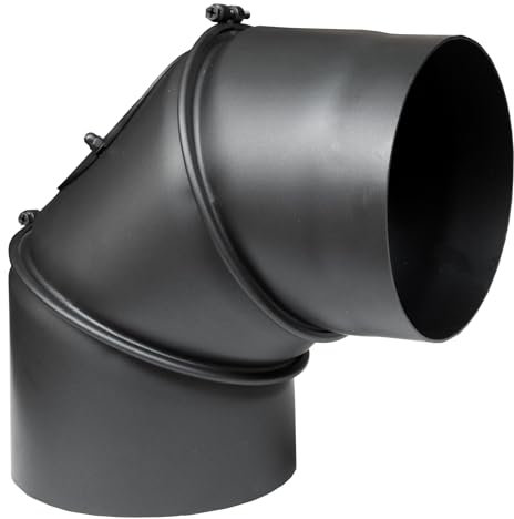 Ofenrohr Kaminrohr Bogen Abgasrohr Rauchrohr Rosette Wandfutter Ø DN 150 mm 2 mm Stahlrohr schwarz (Bogen 90° drehbar)