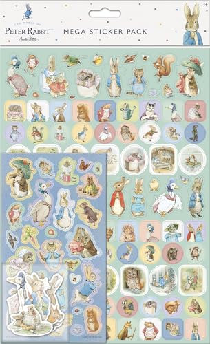 Peter Rabbit Mega Sticker Pack | Three Types of Stickers (Around 130 Total) | Reusable on Non-Porous Surfaces, Blue