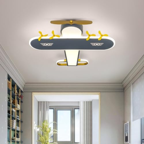 DHGIE LED Deckenleuchte Flugzeug Kronleuchter Dimmbar Fernbedienung Beleuchtung Dekorative Lampe Junge Schlafzimmerlampe Acryl Deckenbeleuchtung für Mädchen Kinderzimmer Innen Beleuchtung (Color : Bl