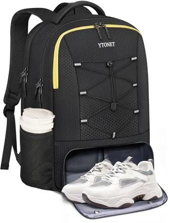 Ytonet Sac à Dos Sport 15,6 Pouces avec Compartiment Chaussures, Poche Humide, Sac Ordinateur Portable Homme, 35L Sac Fitness Sport Femme, Résistant à l’Eau Lycée, Scolaire, Université, Voyage, Noir