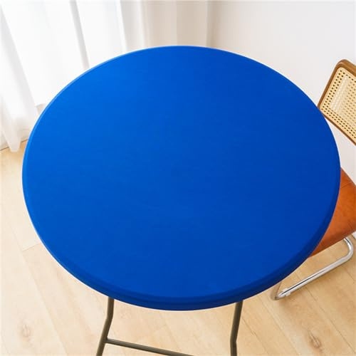 Highdi Elastische Tischdecke Rund Abwaschbar, Spanntischdecke Rund Gartentischdecke Outdoor Round Tischdecke mit Gummizug für Esszimmer, Küche und Picknick (90cm,4#Blau)
