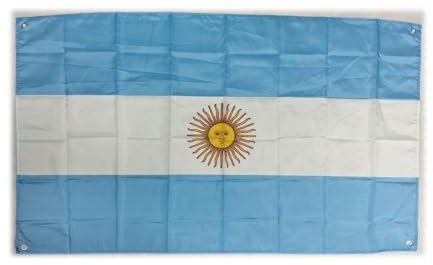 Bandera Argentina, tamaño grande, 150 x 90 cm, para balcón, con 4 ojales y 4 bridas