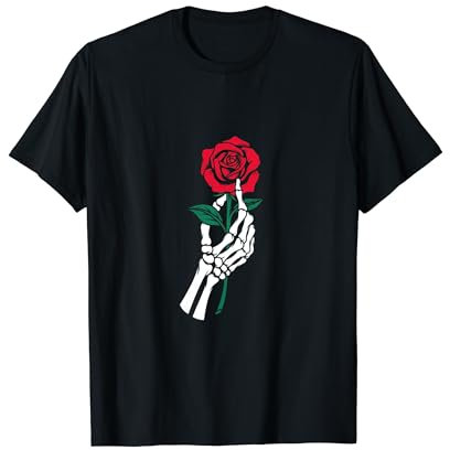 Simplistic Rose und Skelett T-Shirt