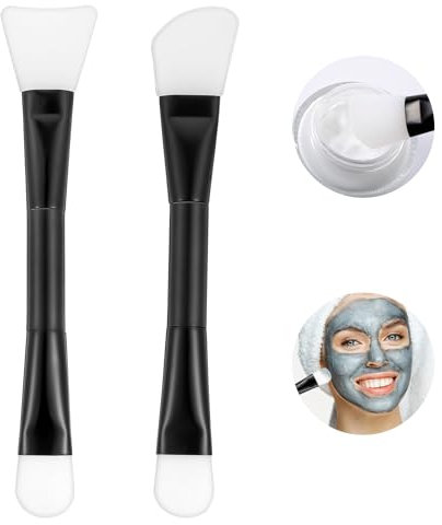 Gjinxi 2PCs Silicone Face Mask Applicator, Reusable Double-End Mask Brushes for Facial Mud Mixing Spatula, Facial Applicator Beauty Brush Tool for Face Mask Eye Mask Body Lotion