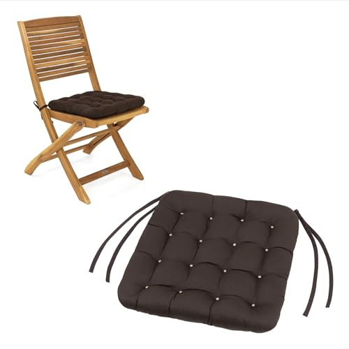 HAVE A SEAT Living - Sitzkissen Outdoor 40x40 (2 St.) - Bequeme Gartenstuhlauflagen - Wetterfest, Waschbar bis 95°C, Orthopädisch - Made in Germany (2er Set - 40x40 cm, Braun)