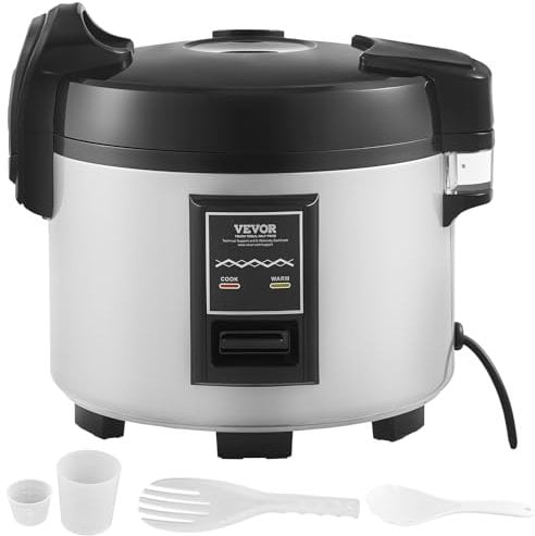 VEVOR Cuiseur à Riz Commercial, Auto-cuiseur de Riz 70 Tasses 15 Litres, Grand Pot Intérieur Antiadhésif, Cuisson Rapide, Maintien au Chaud 12 Heures, avec Tasse Doseur et Spatule, pour Restaurant