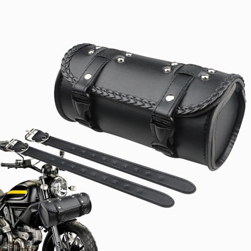 Generic Borsa per moto in pelle PU impermeabile vintage con grande capacit per la conservazione di bottiglie d'acqua e attrezzi, montaggio su manubrio, sella, forcella, per motocicletta