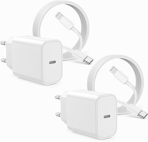 Cargador iPhone 13 14 Carga Rapida, 2Pack 20W Cargador Rápido USB C Adaptador con 2M Lightning Cable,Tipo C Enchufe Carga Rapida Original para iPhone 14 Plus/13 ProMax/12 Mini/11 Pro/8/7/SE/X/XS/iPad