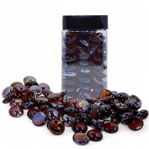 MIJOMA Lot de 450 g de pierres décoratives en verre transparent, diamètre 2 cm, environ 72 galets de verre, couleurs résistantes et irisées, parfaites pour aquarium, jardin, artisanat et décoration de