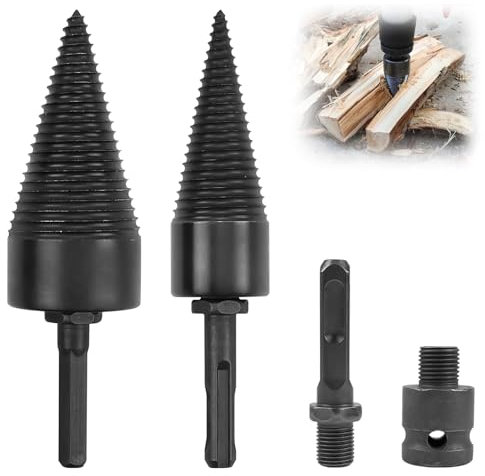 Spaccalegna conico, 45 mm + 32 mm spaccalegna trapano, cono, spaccalegna con 4 maniglie per spaccare e tagliare alberi
