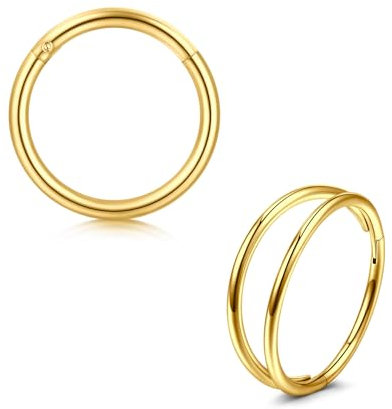 Briana Williams 2stk nasenpiercing Gold Schwarz Segmentring Piercing Nase Septum Ohr Helix Tragus Daith Ring Clicker Chirurgenstahl 18G 6mm