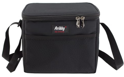 Arikky Lunch Bag Insulated,Soft Lunch Box,with Adjustable Strap,Cool Bag 6 cans,for Adults and Kids,Work,Picnic,School,5.5L Solid Black