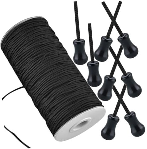 HOMSFOU Raffrollo-schnüre-set 100 m Schwarz Jalousieschnur 8 Endzüge Für Rollo-seil Fensterrollo-züge
