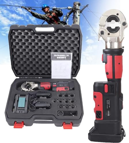 60kn Pro Press Tool Kit With 11 Molds for Copper Pipe and Tube Crimping - Battery Electric Plumbing Crimper for 16-300mm² Plumber or Family Electrical Use