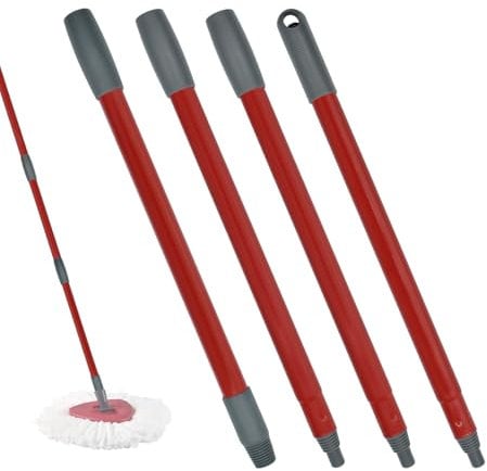 Mango de Repuesto Mop, 4 Secciones compatibles con Vileda Spin Mop, Recargas Giratorias y Escobas Stick para la Limpieza de Suelos