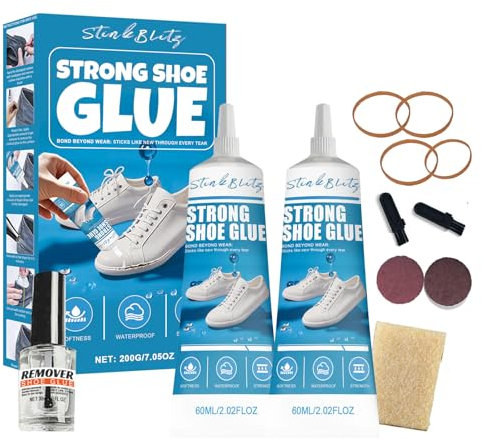 Colle pour Chaussures, Colle Chaussures Semelle Extra Forte, Colle Professionnelle Réparation Transparent,Colle Haute Résistance pour Semelles de Chaussures (60ml*2) Shoe Rubber