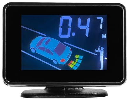 Sistemas del Sensore di Parcheggio per Auto con 8 Sensori - Inversione Anteriore e Posteriore con Avvertimento Sonoro, Display a Distanza LCD Regolabile e modalità di (BLACK)