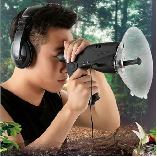 BTOIASYHF Microphone Parabolique Oreille Bionique, Appareil D'écoute Parabolique À Agrandissement 8 avec Casque pour Écoute d'oiseaux, Gadgets D'espionnage d'oreille Bionique pour Adultes