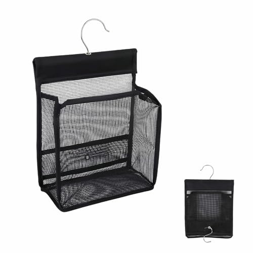 Bolsa para Pinzas de la Ropa, Bolsa para Colgar Pinza de la Ropa con Gancho | Bolsa de Almacenamiento Cesta para Pinzas para Casa, Jardín (Negro)