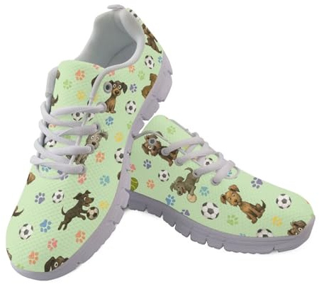 UOIMAG Football Dog Print Shoes for Women Mens Walking Shoes Cute Sneakers Lace Up EU38